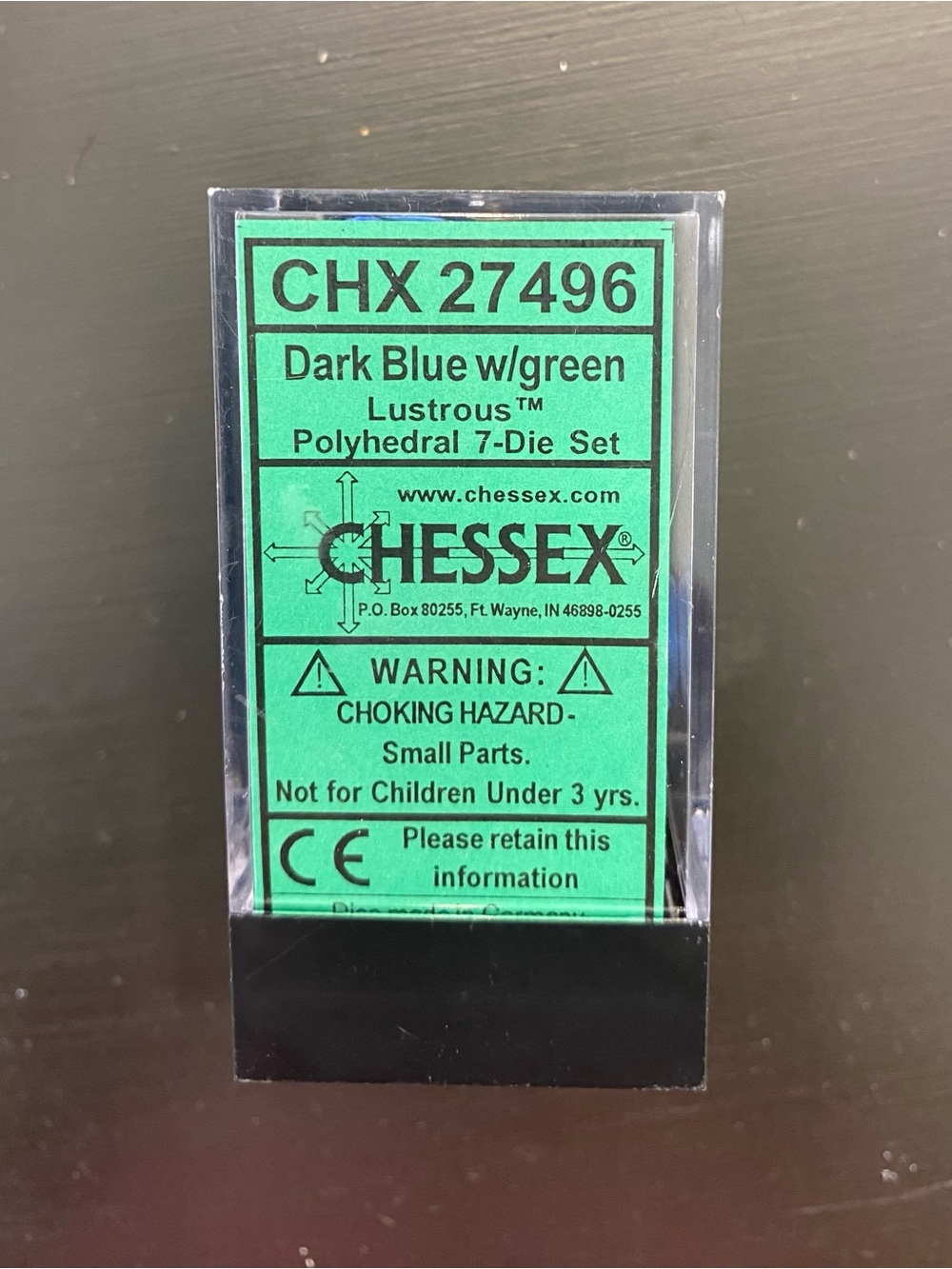CHESSEX POLYHEDRAL 7 DIE Set Dark Blue & Green Numbers Dice CHX 27496 D&D HTF
